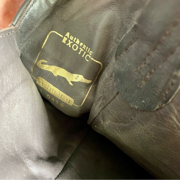 Stetson BLACK FALLS ALLIGATOR COWBOY BOOT size 9 1/2 EE - Picture 11 of 16